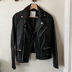 Mango real genuine leather biker jacket